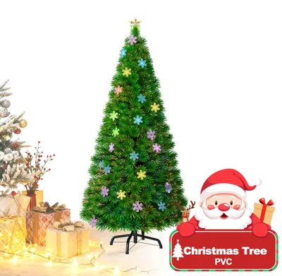 Imagen del producto de Árbol de Navidad artificial VA-Cerulean, de 120 cm, con iluminación LED, 120 puntas de rama, con estrella en la punta y adornos de copos de nieve, incluye adaptador de corriente y soporte de metal. Árbol de Navidad de abeto, ideal para interiores y espacios exteriores cubiertos