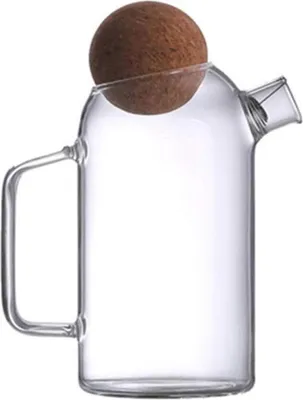 Productafbeelding van Glazen kan met kurken deksel, glazen karaf voor thee, theepot voor ijsthee – 800 ml
