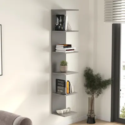 Image de Étagère murale 'Surahammar' 180 x 35 x 32 cm Étagère décorative avec 6 étagères Gris