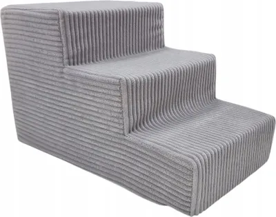 Produktbild von Hundetreppe mit 3 Stufen - Hunderampe für Bett, Sofa, Couch und Auto - Grau , Maße 30 cm x 50 cm x 30 cm