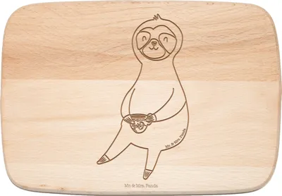 Produktbild von Mr. & Mrs. Panda Frühstücksbrett Faultier Kaffee - Transparent - Geschenk, Kaffeetasse, Holzbrett, Schneidebrett, Küchenbrett, schneidbrett, Coffeeaddict, Coffeelover