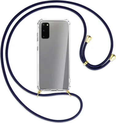 Produktbild von Handykette Backcover-Schutzhülle mit Band (Metall goldfarben) für Samsung Galaxy S20 (G980) - dunkelblau