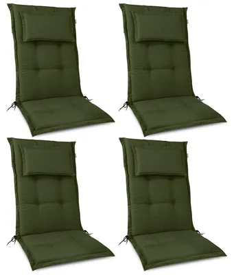 Produktbild von Beautissu 4er Set Premium Gartenstuhlauflage Hochlehner 120x50x7cm, Dunkelgrün