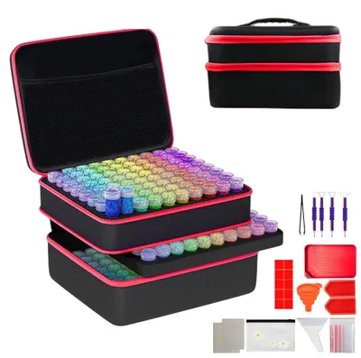 Produktbild von Aufbewahrungsbox für Diamond Painting, Zubehörboxen für Diamond Painting mit 240 Teilen, inklusive Aufbewahrungsbox und Trichter.