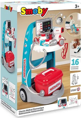 Zdjęcie produktu dla SMOBY Elektroniczny Wózek Medyczny Lekarski 16 akcesoriów