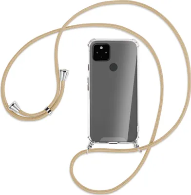 Produktbild von Handykette Backcover-Schutzhülle mit Band (Metall silberfarben) für Google Pixel 4a 5G - caramel