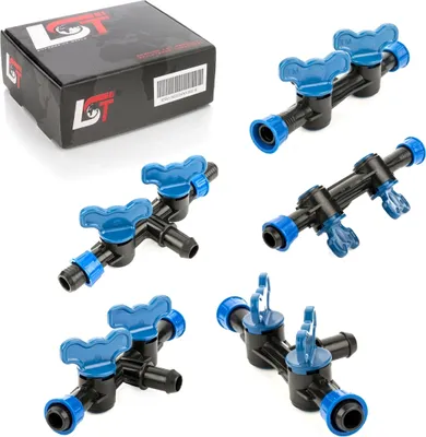 Produktbild von 5x Doppel Absperrhahn Bewässerungssystem T-Stück Schlauchkupplung Ø 17x16x17 mm
