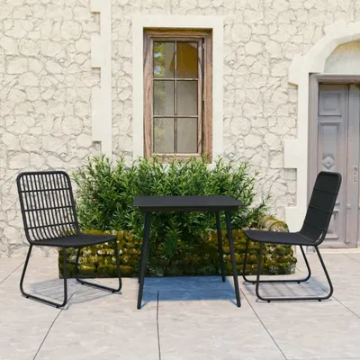Produktbild von The Living Store 3-tlg. Garten-Essgruppe Poly Rattan und Glas