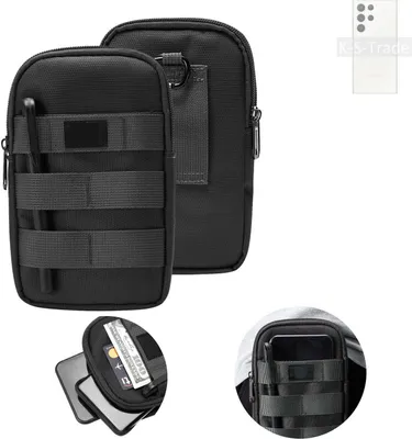Produktbild von K-S-Trade Holster Gürtel Tasche kompatibel mit Samsung Galaxy S23 Ultra Handy Tasche Schutz Hülle dunkel-grau viele Fächer, 1x