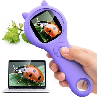 Produktbild von Kinder Mikroskop Spielzeug 1080P, tragbares Taschenmikroskop mit Display, ideales Geschenk für Jungen & Mädchen 5-12 Jahre, Outdoor Entdeckung