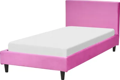 Zdjęcie produktu dla BELIANI Łóżko różowe welurowe 90 x 200 cm ze stelażem i zagłówkiem