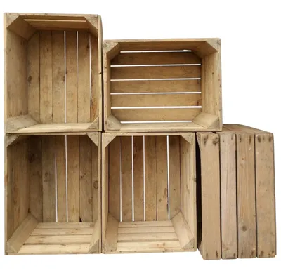 Produktbild von 6 Holzkisten Obstkisten, 50x40x30 cm, Vintage Natur massiv und robust, Aufbewahrungsbox