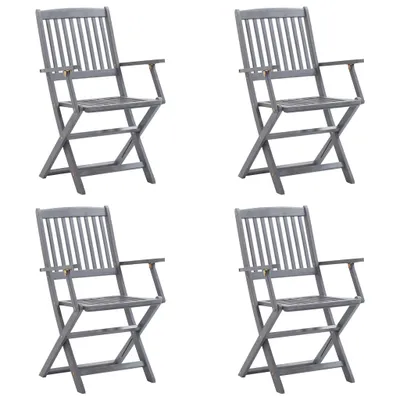 Produktbild von VidaXL 3064517, Terrasse, Gepolsterter Sitz, Akazienholz, Graubraun, Polyester, 540 mm