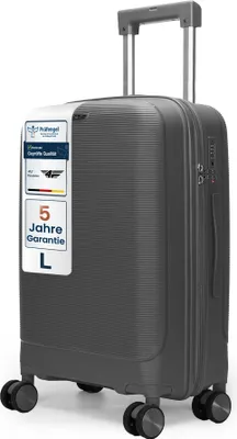 Produktbild von 4FLY Hartschalen Reisekoffer L 65 cm (60L) mit TSA Schloss, 4 Doppelrollen und Teleskopgriff, Grau