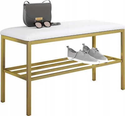 Zdjęcie produktu dla Ławka na buty z siedziskiem loft metalowa do przedpokoju półka 80 cm