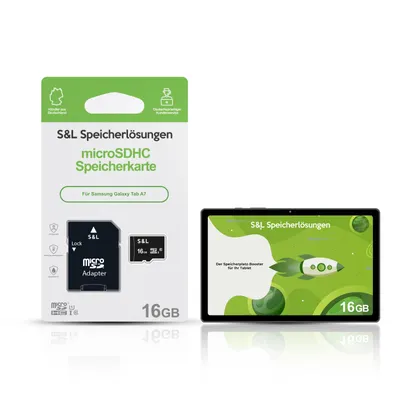 Produktbild von microSD Speicherkarte S&L für Samsung Galaxy Tab A7 - Speicherkapazität: 16 GB