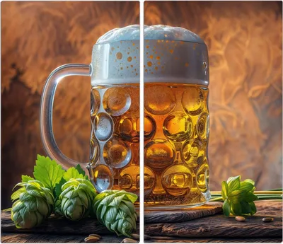 Produktbild von Spritzschutz Herdabdeckplatte Schneidebrett aus Glas Bierkrug 2-Teilig (60x52cm)