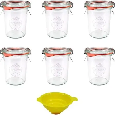 Produktbild von Marmeladengläser mit Deckel - 160 ml Mini-Einmachgläser mit tropfenförmigem Deckel - Einkochglas Dessertglas - inkl. Klammern, Ringe, Trichter Marmeladengläser mit Deckel