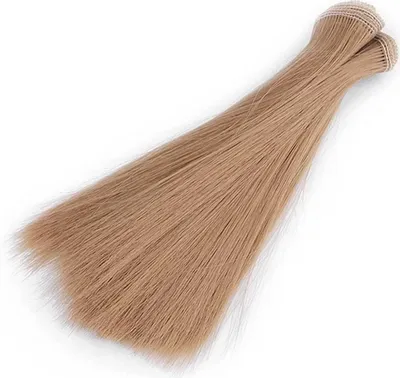 1m Puppenhaar Perücke hellbraun glatt 15cm lang