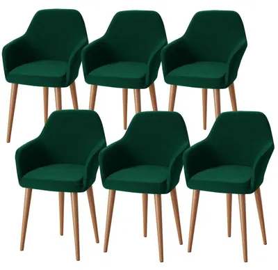 Produktbild von Stretch Stuhlhussen 6er Set mit Armlehnen, abnehmbar, waschbar, Grün