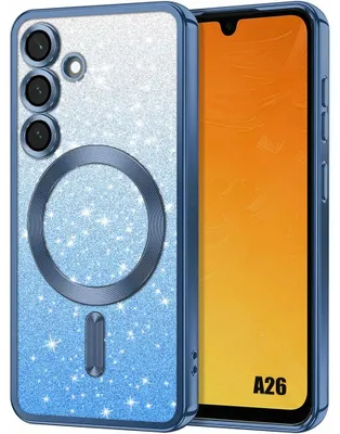 Image de Coque pour Samsung Galaxy A26 5G, Silicone avec Anneau Magnétique et Protection Caméra - Bleu