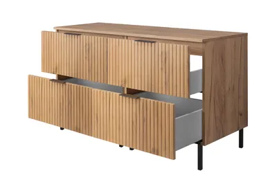 Obrázek produktu pro Koupelnová skříňka, dub craft + černá rukojeť, 120 x 77 x 46 cm