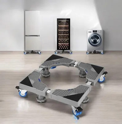 Immagine prodotto di Base per lavatrice con 4 piedini + 4 rotelle per lavatrice, frigorifero e asciugatrice, base regolabile con ammortizzatori antiscivolo (regolabile: 41-66 cm)