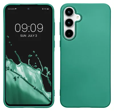 Produktbild von kwmobile Handyhülle für Samsung Galaxy A55 5G Hülle - Silikon Case metallisch schimmernd - Schutzhülle Cover - Metallic Dunkelgrün