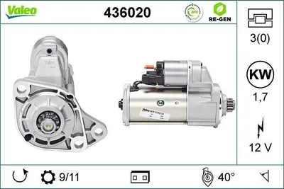 Image de Démarreur 12 V 1,7 kW VALEO IAM-Expertise, compatible notamment avec le VW TRANSPORTER