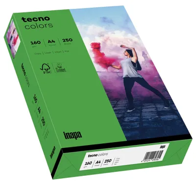 Zdjęcie produktu dla papier wielofunkcyjny tecno kolory A4 160 g/m² intensywny zielony 250 arkuszy