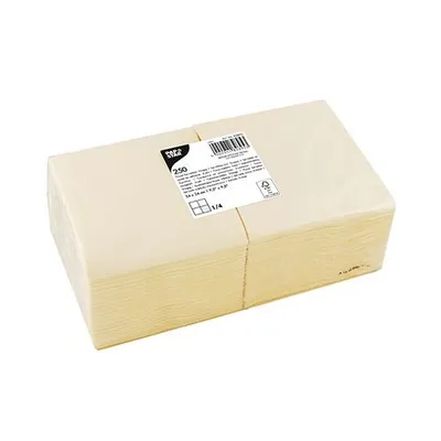 Produktbild von 1000 Papstar Servietten, 3-lagig 1/4-Falz 24 cm x 24 cm creme 82895