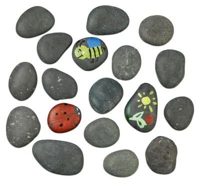 Produktbild von Relaxdays Steine zum Bemalen, flache Dekosteine, 2 kg Malsteine, Bastelsteine Kinder & Erwachsene, 5–9 cm, dunkelgrau