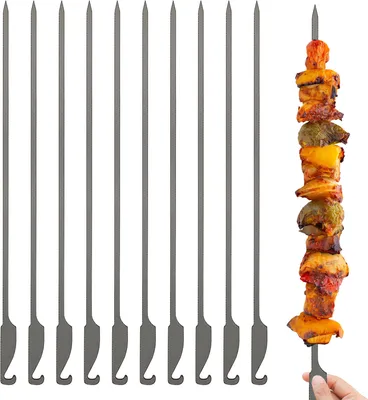 Produktbild von 32 cm Grillspieße, reine Titanspieße, 10er-Pack, Grillspieße für Outdoor-Picknick-Grillspieße im Hinterhof, Grillstäbe