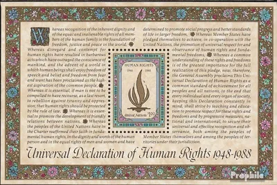 Produktbild von Briefmarken UNO - New York 1988 Mi Block10 (kompl.Ausg.) FDC Menschenrechte