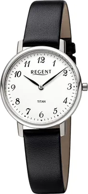 Produktbild von Regent Leder Damen Uhr Armbanduhr Quarz schwarz Lederarmband D2URF1557