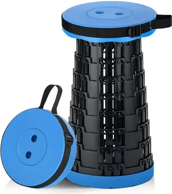 Immagine prodotto di Sgabello telescopico Unyqoos®, regolabile in altezza da 7 a 44 cm (9 gradini) – sgabello pieghevole da viaggio e campeggio in nylon/PP, capacità di carico di 200 kg, peso di 1,0 kg, adatto per interni ed esterni