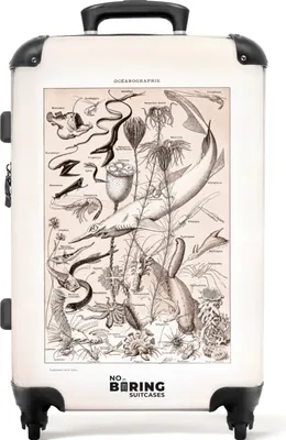 Produktbild von NoBoringSuitcases.com® Großer Koffer - Tiere - Meer - Vintage - Retro - Illustration - Kombinationsschloss TSA - Hartschalen Trolley 4 Rollen - 72 liter - Reisekoffer - 66 cmKoffer Mittelgroß 67x43x25 cm, 72L,