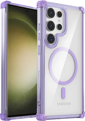 Image de Etui magnétique pour Samsung Galaxy S23 Ultra compatible avec MagSafe, antichoc, protection militaire étui transparent Violet