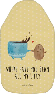 Produktbild von Mr. & Mrs. Panda Wärmekissen Kaffee Bohne - Gelb Pastell - Geschenk, Wärmflaschen, Kaffeebohne, Glück, Plüsch Wärmflasche, mit Bezug, Lustige Sprüche, Zufriedenheit