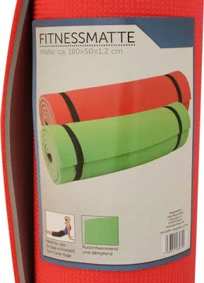 Produktbild von Robuste Fitnessmatte Yogamatte Rot grau 180 x 50 x 1,2 cm