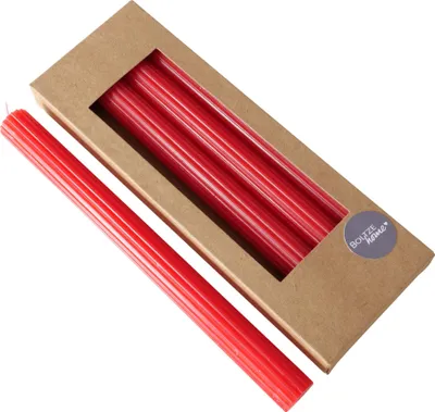 Immagine prodotto di Boltze Stabkerze Classic (4-tlg., rot, 25 cm, aus Wachs, geriffelte Oberfläche)