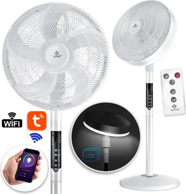 Produktbild von KESSER® 4in1 Standventilator Tischventilator mit App Wifi , Fernbedienung | mit LED-Licht Tischlampe Stehlampe Leselampe | Timer | leise Oszillation 120 Grad | Ventilator | 4 Geschwindigkeiten