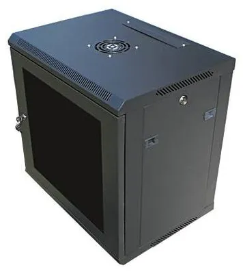Obrázok produktu pre DATACOM 19" rozvádzač nástenný 9U/450mm čierny, sklenené dvere