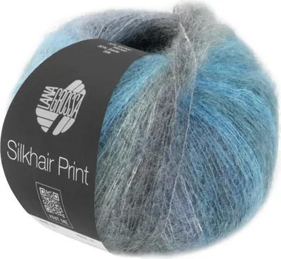 Produktbild von Lana Grossa - Silkhair Print 25g 0432 petrol dunkelpetrol mittelgrau mausgrau rauchgrau