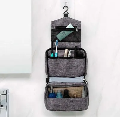 Obrázek produktu pro Univerzální Kosmetická Taška s Organizérem, Šedá, Polyester, 23x7x15 cm