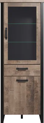Image de CALICOSY - Vitrine 2 portes dont 1 avec verre trempé et 1 tiroir L70 cm - EMILE