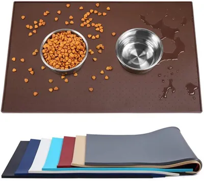 Obrázek produktu pro Azomor® protiskluzová silikonová podložka pro domácí mazlíčky se zvýšeným okrajem, 48 x 30 cm, snadno se čistí, pružná a přenosná