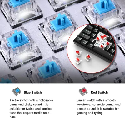 Obrázok produktu pre OUTEMU USB drôtová 61-klávesová mechanická klávesnica s LED podsvietením Podporuje hot swap Modrý spínač / Červený spínač