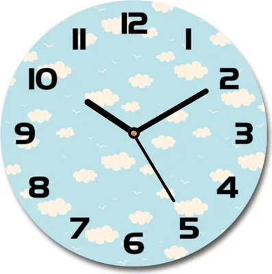 Produktbild von Wanduhr aus Glas 30fi Glasbild Glasuhr Gehärtetes Glas - schwarze-zeiger - cloud