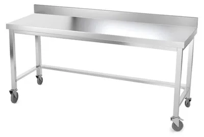 Obrázek produktu pro Nerezová pracovní deska, rozměry 2000 x 500 mm, s opěrnou konstrukcí a kolečky, PREMIUM - GOLDINOX